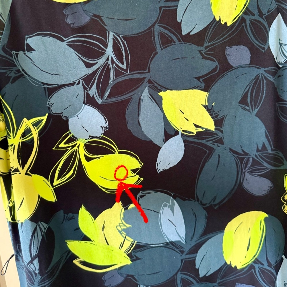 Tahari Navy Dress with Lime and Blue Leaf Print - Picture 4 of 8